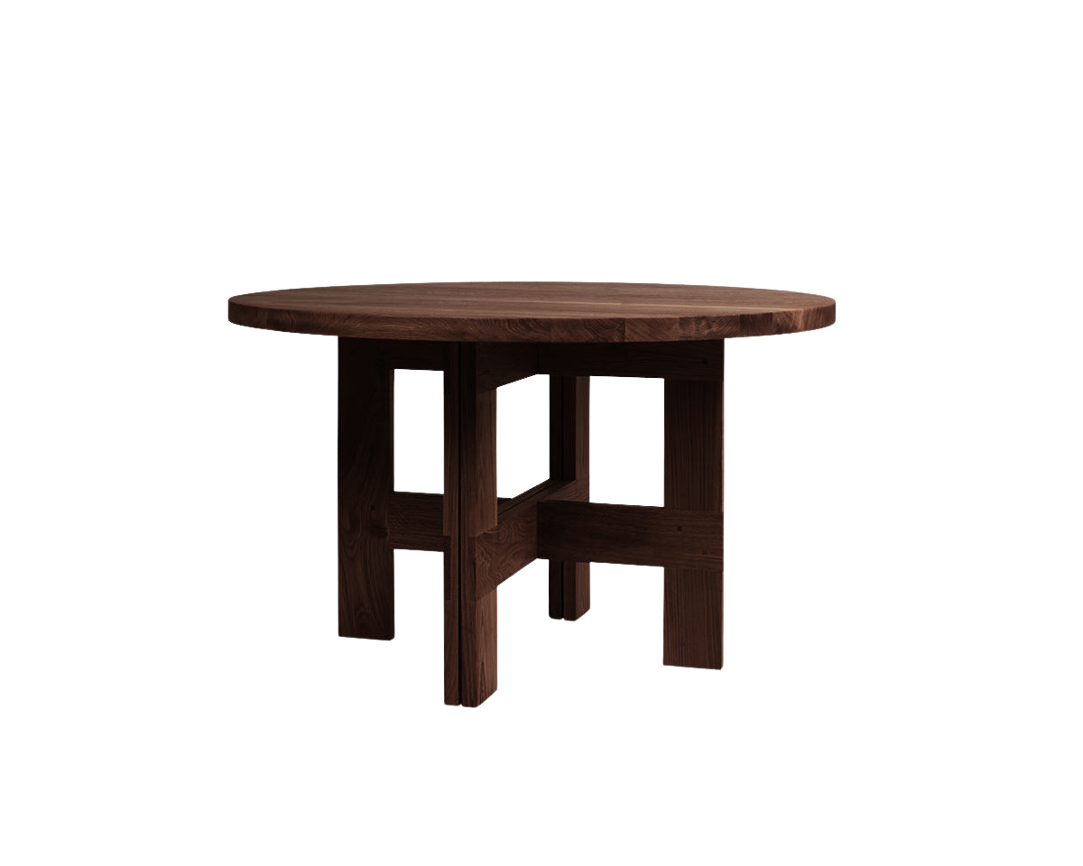 FRAMA - Farmhouse Trestle Table | Dark Oak | 140 Ø Round