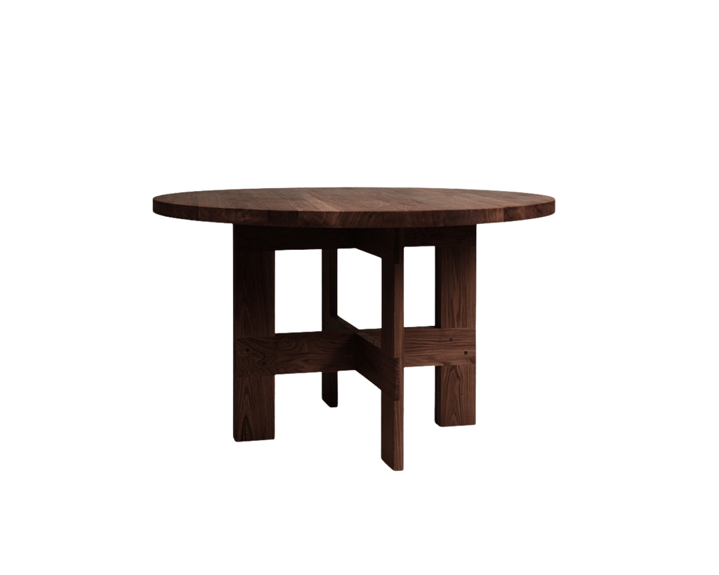 FRAMA - Farmhouse Trestle Table | Dark Oak | 140 Ø Round