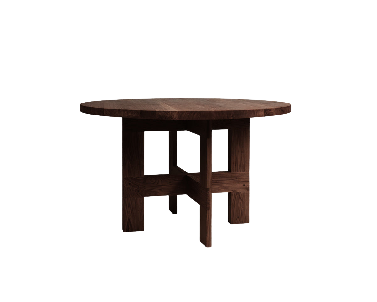 FRAMA - Farmhouse Trestle Table | Dark Oak | 120 Ø Round