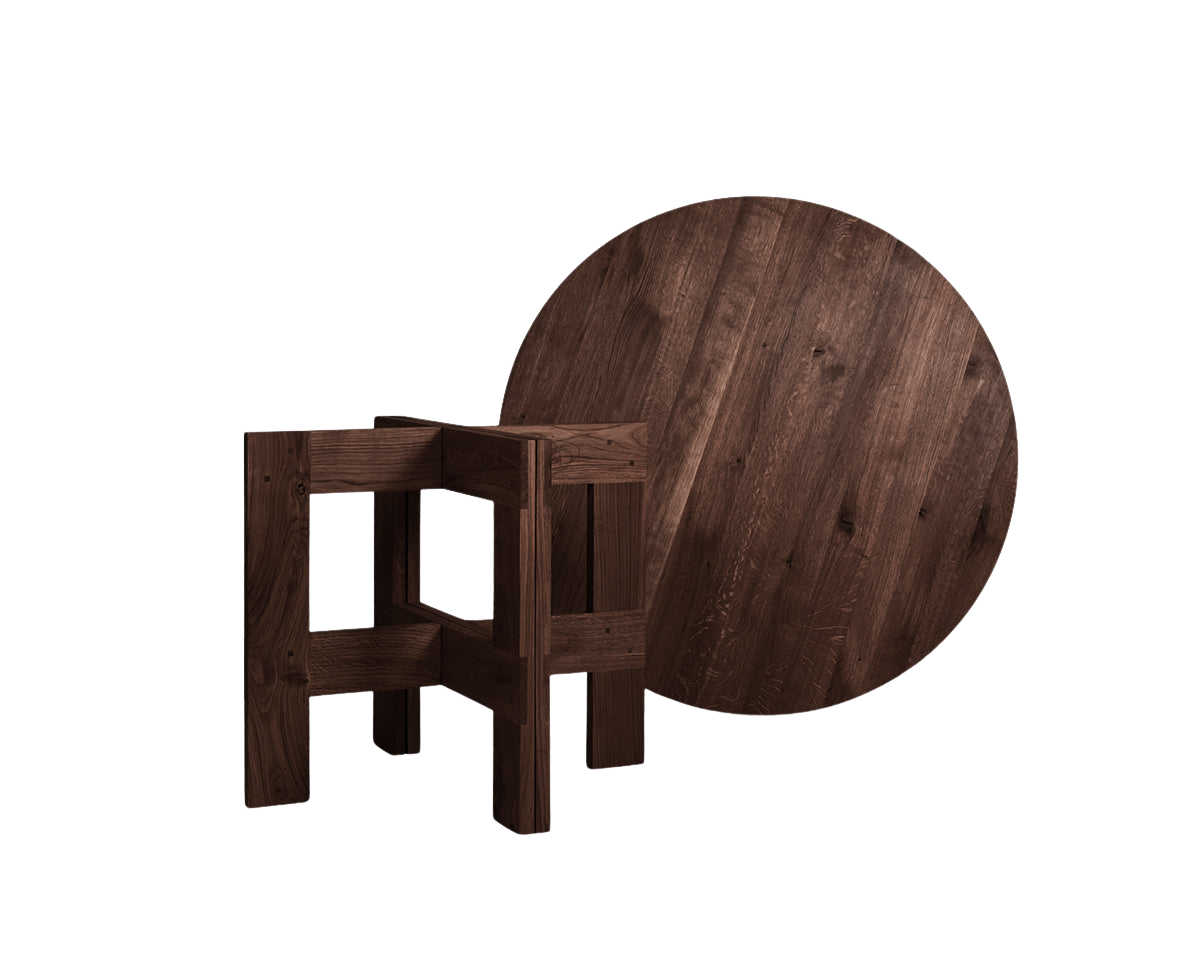 FRAMA - Farmhouse Trestle Table | Dark Oak | 140 Ø Round