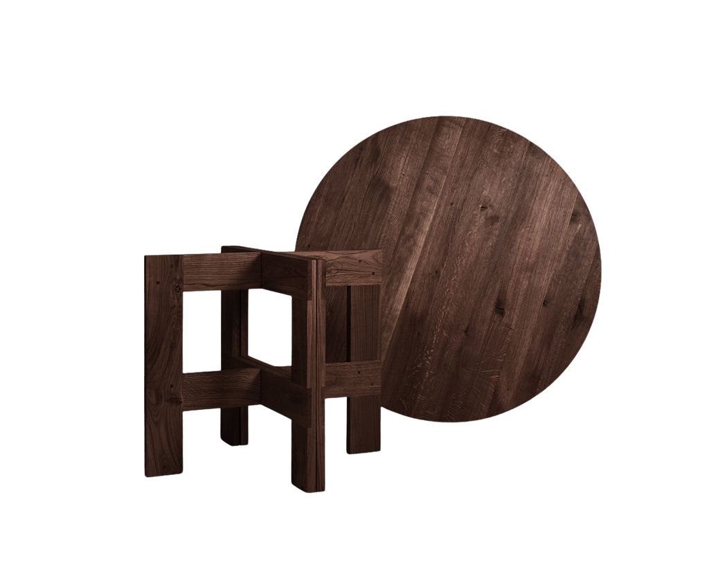 FRAMA - Farmhouse Trestle Table | Dark Oak | 120 Ø Round Frama