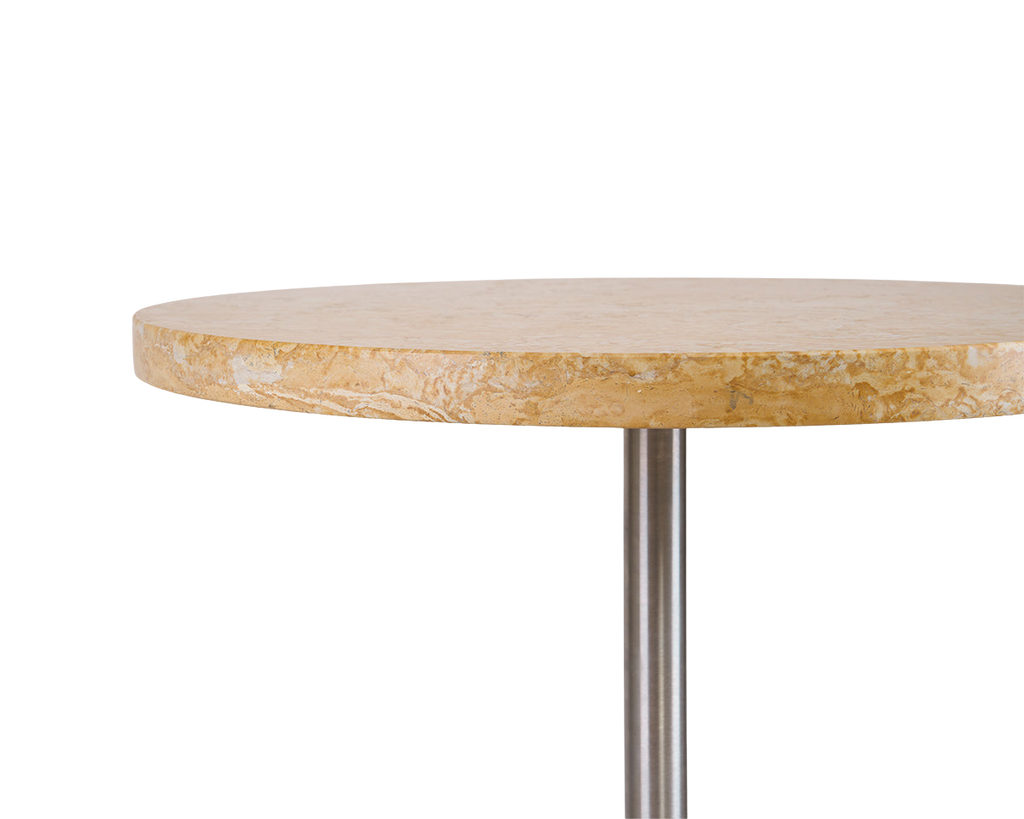 FRAMA - Table 57 | Yellow Limestone / Stainless Steel | Ø55