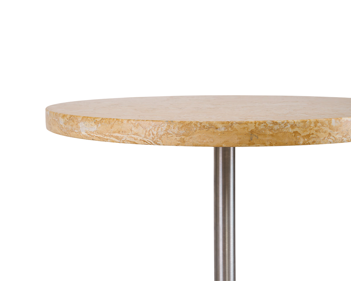 FRAMA - Table 57 | Yellow Limestone / Stainless Steel | Ø55