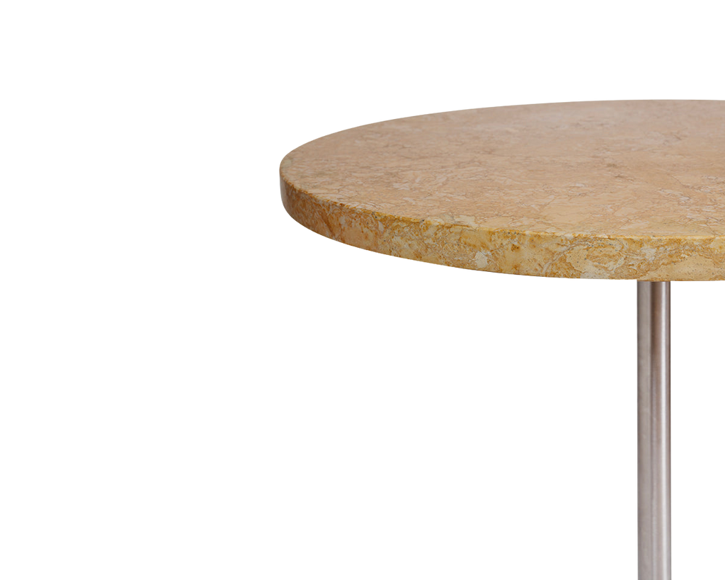 FRAMA - Table 57 | Yellow Limestone / Stainless Steel | Ø70 FRAMA