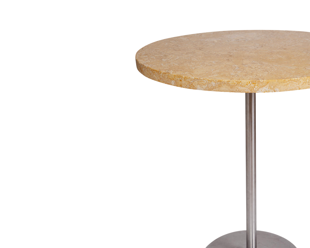 FRAMA - Table 57 | Yellow Limestone / Stainless Steel | Ø70 FRAMA