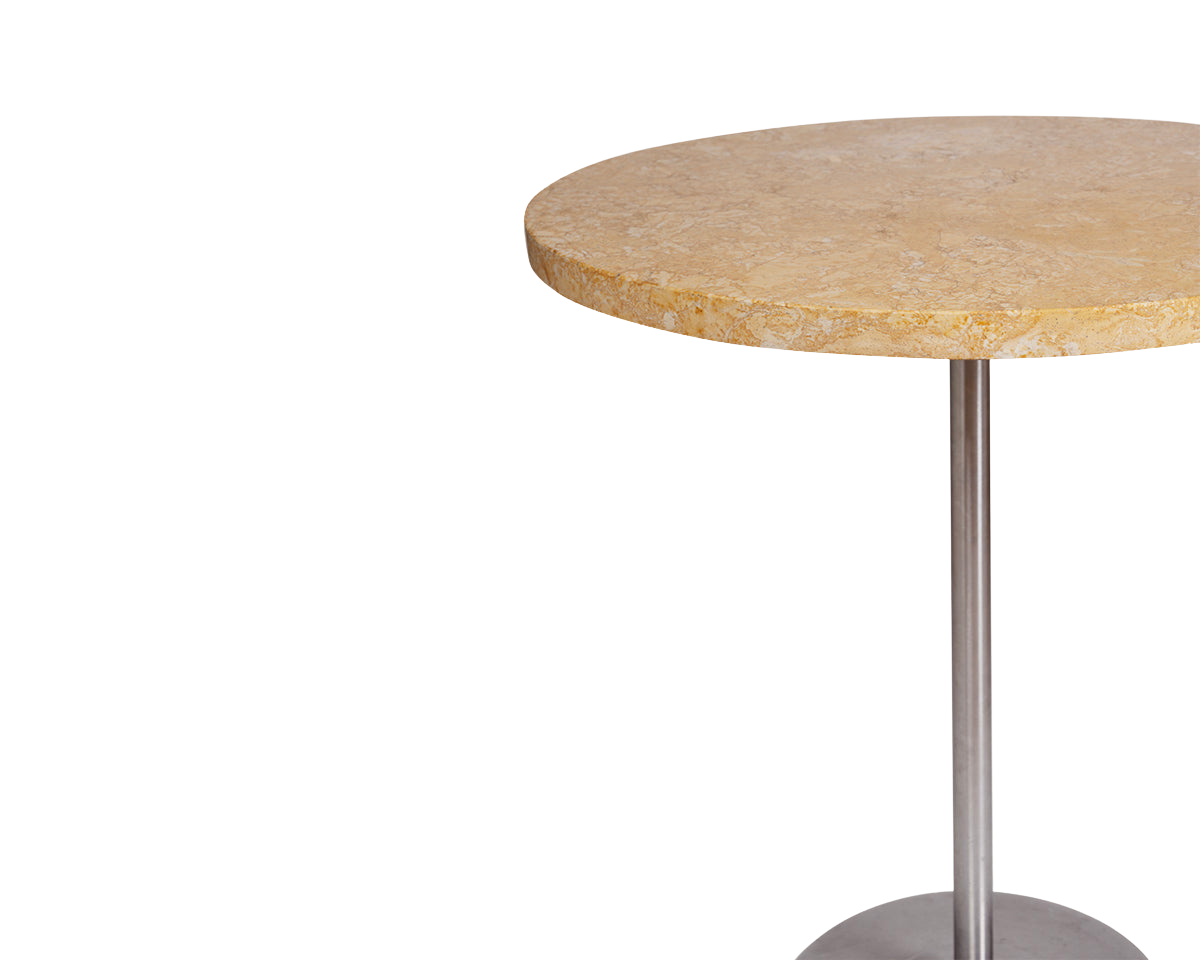 FRAMA - Table 57 | Yellow Limestone / Stainless Steel | Ø70