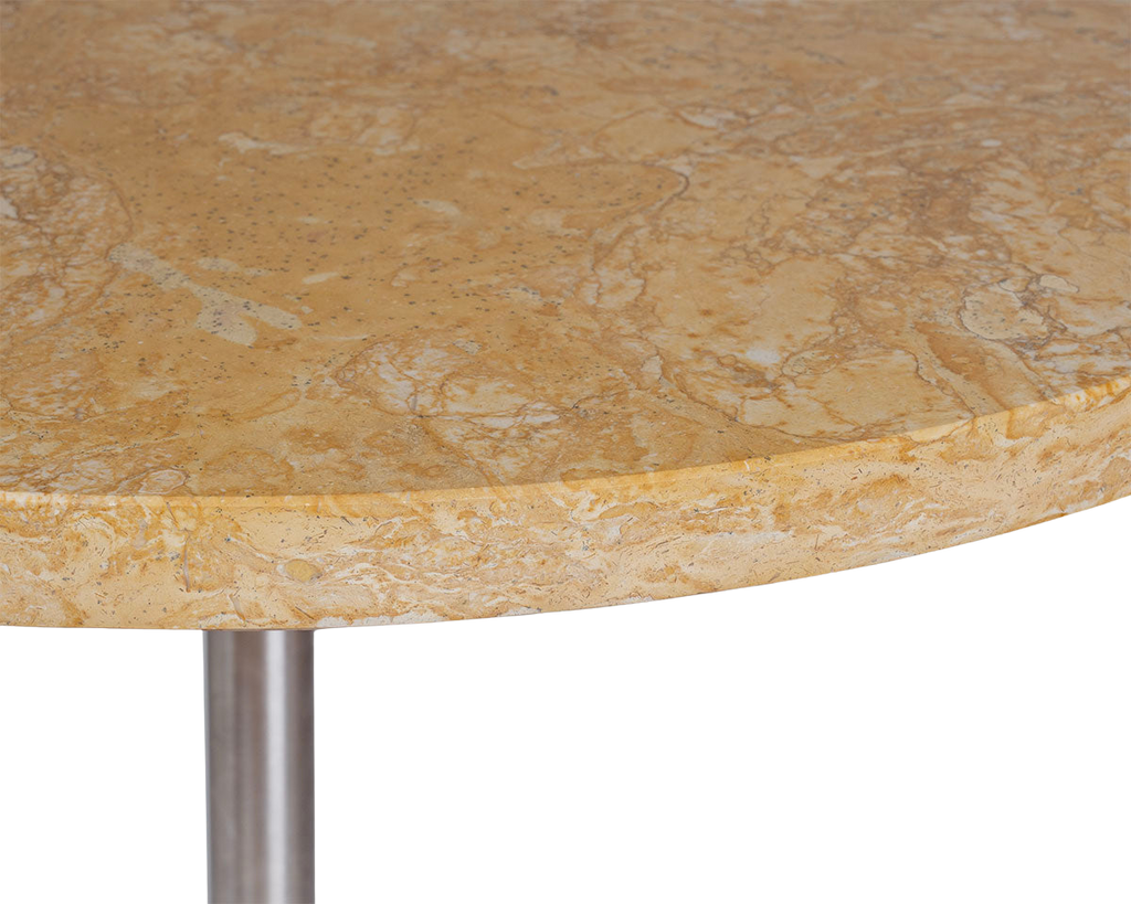 FRAMA - Table 57 | Yellow Limestone / Stainless Steel | Ø70 FRAMA