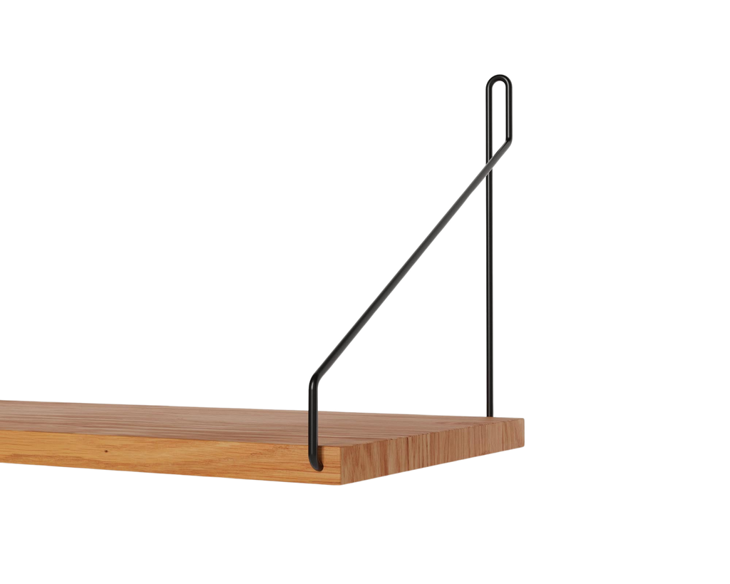 FRAMA - Single Shelf | Natural Oak / Black | D20 / W60 FRAMA