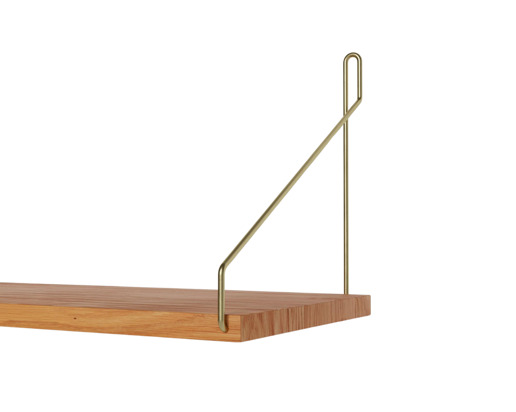 FRAMA - Single Shelf | Natural Oak / Brass | D20 / W40