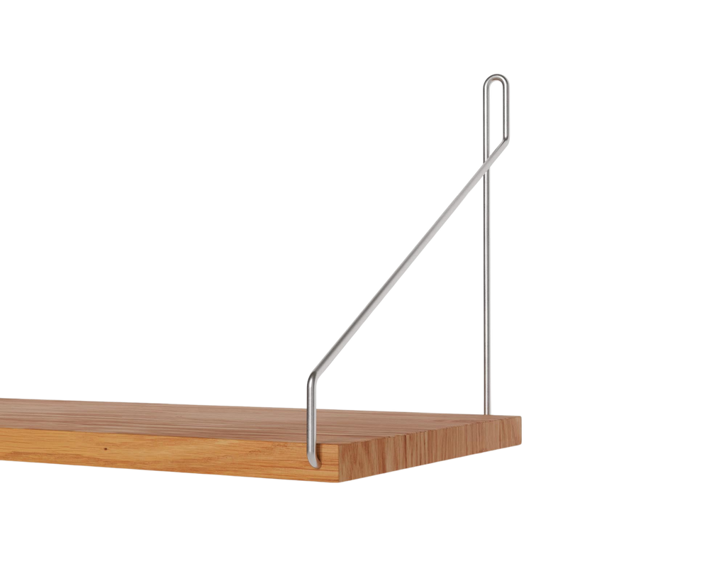 FRAMA - Single Shelf | Natural Oak / Stainless Steel | D20 / W80