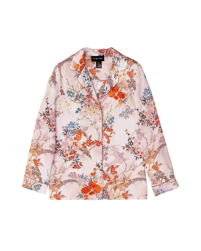 MENG Pink Pagoda Silk Satin Pyjama Set Pyjama 