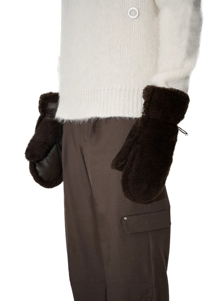 PAST TENSE Shearling Mittens - Taupe 